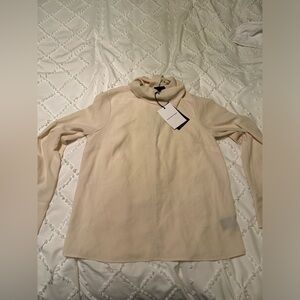 NWT Who What Wear Cream Colored Toe Neck Blouse Size Small